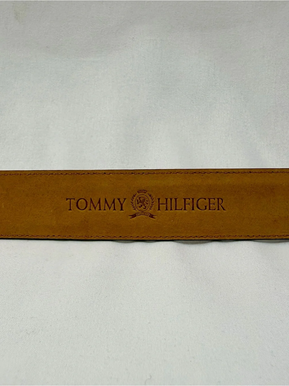 Tommy Hilfiger Brown Leather Belt Size 38/95 Gold Buckle